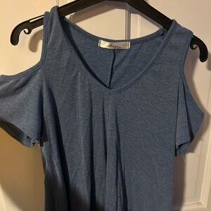 Gaze Blue Cold Shoulder Blouse